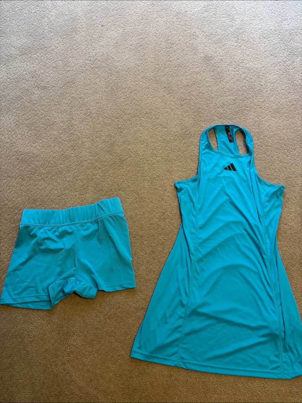 adidas Teal Athletic Tank Dress with Matching Shorts Set